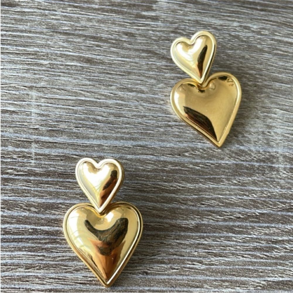 Vintage style heart drop earrings N347 - Picture 2 of 3